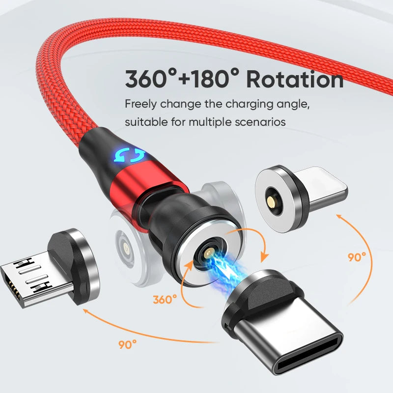 540° LED Magnetic Charging Cable