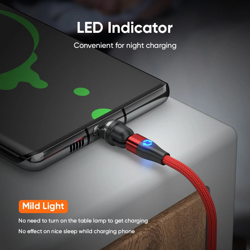 540° LED Magnetic Charging Cable